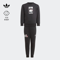adidas运动长袖套装女小童春季阿迪达斯三叶草IR6791 黑色 110CM