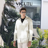 VICUTU 威可多 男士风衣潮流印花休闲连帽修身外套男