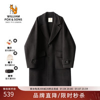 William fox&sons男装 100%初剪羊毛重磅850G双面呢经典复古通勤休闲双面呢大衣男 黑色 180/XL