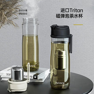 NEWB磁弹泡茶杯磁吸茶水分离杯子男女士便携办公室Tritan水杯 白色-550ml+隔热圈