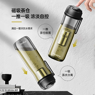 NEWB磁弹泡茶杯磁吸茶水分离杯子男女士便携办公室Tritan水杯 白色-550ml+隔热圈