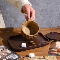 舍里日式复古咖啡杯套装陶瓷水杯精致下午茶拿铁拉花杯碟组合早餐杯子 流沙棕礼盒装
