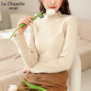 La Chapelle Sport 拉夏贝尔加厚打底衫女秋冬季羊毛蚕丝亲肤舒适半高领长袖内搭女装