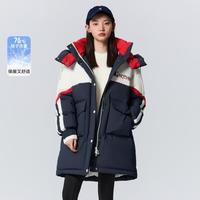 Semir 森马 女学院风连帽宽松长款羽绒服