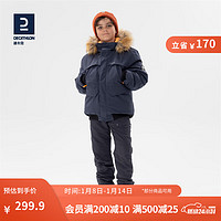 迪卡侬（DECATHLON）儿童男女青少年冬季雪地徒步登山防水保暖棉服夹克连帽KIDD 深空蓝 155cm