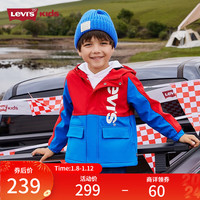 Levi's 李维斯 儿童外套加绒秋冬款男女童工装风衣童装防风夹克 超级红 130/64(7)