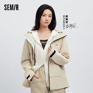 Semir 森马 [陈都灵同款]外套女复古学院风宽松连帽夹克2024春季