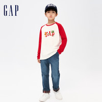 Gap男童冬季2023LOGO加绒牛仔裤836880儿童装保暖锥形裤