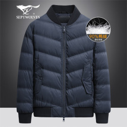 septwolves七匹狼羽绒服男装外套冬季棒球领短款白鸭绒轻薄休闲百搭