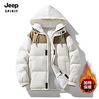 吉普（JEEP）棉服秋冬户外连帽加厚外套保暖御寒上衣棉服外套 M2366 卡其色 L