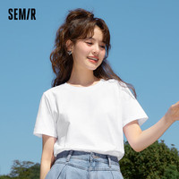 Semir 森马 短袖T恤女修身简约女士圆领打底衫101323100099 漂白10007 M
