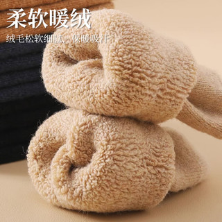 Langsha 浪莎 羊毛袜子男士秋冬季加厚保暖中筒毛圈袜黑色加绒毛巾袜 黑色4双