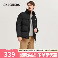 SKECHERS 斯凯奇 男子梭织短款羽绒外套L423M176 深黑色/002K L