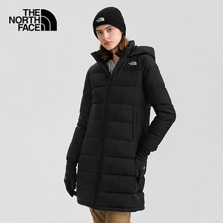 北面（The North Face）羽绒服女长款连帽防泼水鹅绒填充|4U7U JK3/黑色 XXL/175