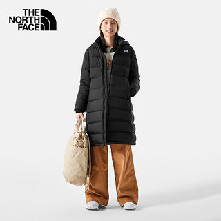 北面（The North Face）羽绒服女长款连帽防泼水鹅绒填充|4U7U JK3/黑色 XXL/175