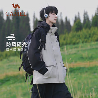 CAMEL 骆驼 冲锋衣男三合一可拆卸户外防风防水登山服 A13CA31071 幻影黑/橡木灰男