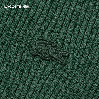 LACOSTE法国鳄鱼女装23冬季时尚修身纯色翻领连衣裙EF4947 SMI/杉树绿 38/165