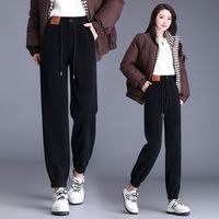 秋冬保暖休闲裤羊羔绒哈伦运动裤高腰加绒加厚休闲束脚卫裤棉裤女