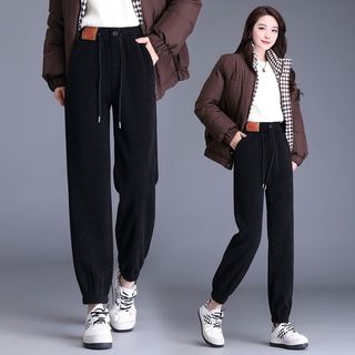 秋冬保暖休闲裤羊羔绒哈伦运动裤高腰加绒加厚休闲束脚卫裤棉裤女