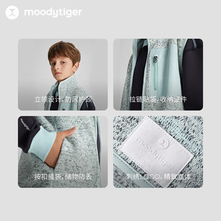 moodytiger 男童马甲23年冬季儿童户外运动抓绒针织保暖背心 翎羽蓝 175cm