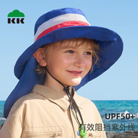 kocotreekk树儿童防晒帽大檐护颈宝宝遮阳帽男童女童防紫外线渔夫帽子夏季 活泼红靛