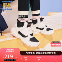 Skechers斯凯奇儿童棉鞋冬季时尚女童皮鞋短靴加绒保暖雪地靴8701648L 白色/黑色/粉红色/WBPK 36