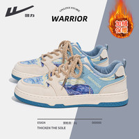 WARRIOR 回力 男鞋冬季加绒棉鞋子男复古潮流运动板鞋休闲鞋男 秘境森林-蓝冬季加绒棉鞋男 42