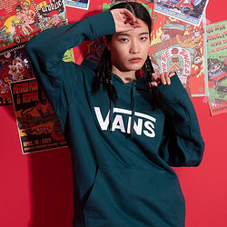 VANS 范斯 官方 男女情侣连帽卫衣复古湖绿色舒适户外经典LOGO 湖绿色