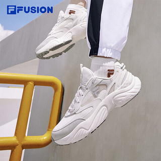 FILA FUSION 斐乐潮牌CONCH II女鞋复古潮鞋2023冬海螺鞋跑步鞋 香雪白/南极灰-WA 36.5