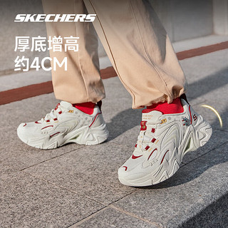 斯凯奇Skechers秦霄贤同款机甲鞋三代龙年男女同款老爹鞋800022 女款-米白色/白色/红色/OFWR 37