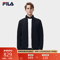 FILA 斐乐男子针织长袖外套冬立领商务加厚夹克上衣 正黑色-A-BK 180/100A/XL