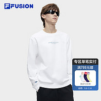 FILA FUSION斐乐潮牌男子套头卫衣2024春季时尚针织上衣 标准白-WT 180/100A/XL