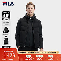 FILA 斐乐男士梭织上衣两件套羽绒马甲三合一外套 正黑色-BK（补货） 170/92A/M