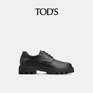 TOD'S【】2024早春男士皮革系带鞋厚底增高休闲皮鞋男鞋 黑色 40