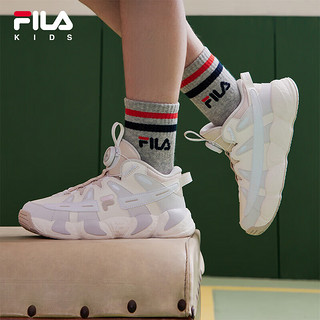 FILA 斐乐 儿童童鞋2024年春季男中大童儿童经典篮球鞋