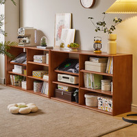 家逸实木书柜自由组合柜收纳柜置物柜展示餐边柜落地书架客厅格子柜 多格储物单柜*全实木*