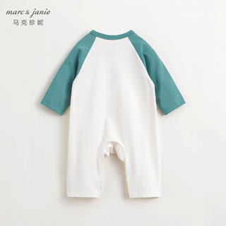MARC&JANIE马克珍妮宝宝趣味涂鸦连体衣婴儿纯棉哈衣爬服春款240128 瓦松绿拼白 73cm