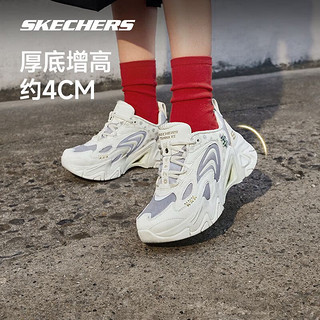 斯凯奇Skechers秦霄贤同款机甲鞋三代龙年男女同款老爹鞋800022 女款-乳白色/灰色/OWGR 35