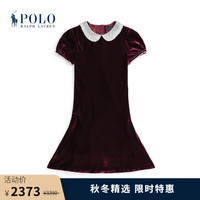 Polo Ralph Lauren 拉夫劳伦 女童 23秋冬蕾丝饰边天鹅绒连衣裙RL40874 600-红色 10