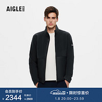AIGLE艾高冬季保暖耐穿舒适厚款全拉链抓绒衣男士外套 黑色 AN474 XL