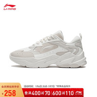 LI-NING 李宁 启星丨跑步鞋女鞋复古跑鞋LOGO字母车缝线运动鞋ARXU008 月光灰/云雾白(008)-1 37.5