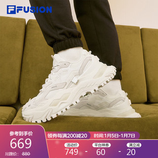 FILA  FUSION 斐乐潮牌女鞋女子运动鞋2023硬糖鞋厚底老爹鞋女 棉花糖/银-Z-MM 37.5