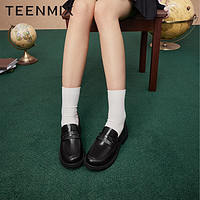 TEENMIX 天美意 乐福鞋女皮鞋女通勤休闲百搭2024春CNG11AA4 黑色 36