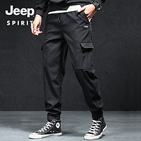 JEEP SPIRIT Jeep吉普中青年男士运动休闲裤厚款百搭冲锋保暖束脚时尚工装裤男
