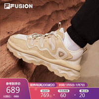FILA FUSION 斐乐潮牌男鞋老爹鞋2023冬熔岩鞋QD96休闲鞋运动鞋 香槟色/特拉维丁-PT 44.5