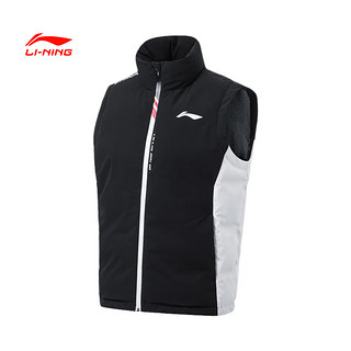 李宁（LI-NING）李宁乒乓球国家队同款冬季羽绒服宽松大码运动羽绒棉马甲外套 AMMT001-1黑色【男女同款】 XL