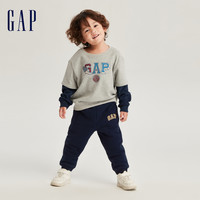 Gap 盖璞 男幼童秋季2023LOGO仿羊羔绒保暖卫裤785619儿童装束脚裤