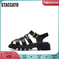 STACCATO 思加图 新款黑色休闲猪笼鞋平底凉鞋厚底罗马女鞋A8501AH2