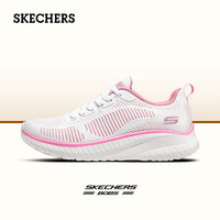 SKECHERS 斯凯奇 女鞋网布透气运动鞋软底减震跑步鞋男轻便舒适休闲鞋女 白色/粉色