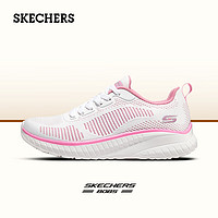 SKECHERS 斯凯奇 女鞋网布透气运动鞋软底减震跑步鞋男轻便舒适休闲鞋女 白色/粉色